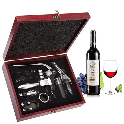 Smaier Set Apribottiglie, Cavatappi Manuale Coniglio Cavatappi Kit Vino Accessori Aerator Pourers,Con Scatola Regalo di Legno di Alta Qualità